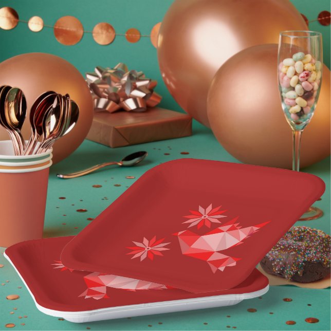 PLATO DE PAPEL PLACA DE PAPEL CON HERMOSO ARTE DE AVES Y FLORES (Multi)