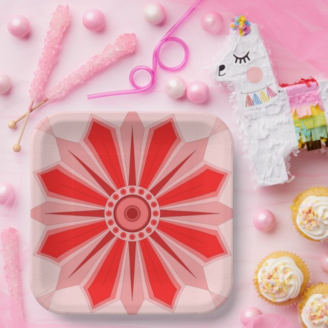 PLATO DE PAPEL PLACA DE PAPEL CON HERMOSO ARTE DE FLORES (Fiesta)