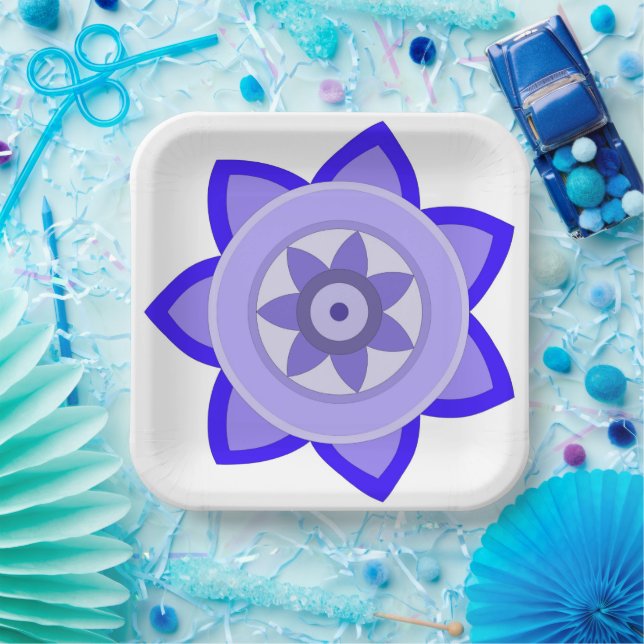 PLATO DE PAPEL PLACA DE PAPEL CON HERMOSO ARTE DE FLORES (Fiesta)