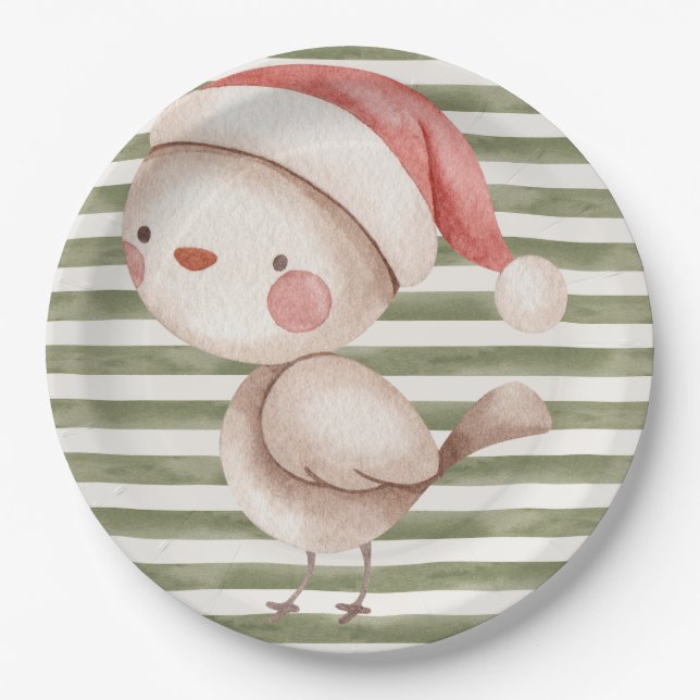 Plato De Papel Placa de papel con Navidades Birdie (Anverso)