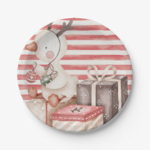 Placa de papel con pato acuarela