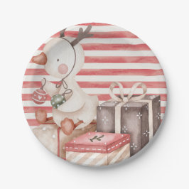 Plato De Papel Placa de papel con pato acuarela