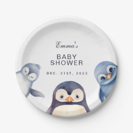 Plato De Papel Placa de papel con temática penguin Winter Wonderl
