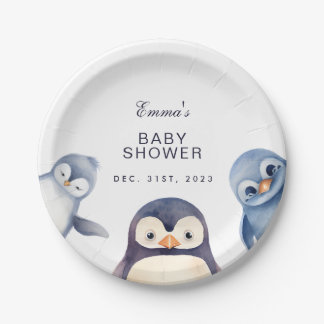 Plato De Papel Placa de papel con temática penguin Winter Wonderl