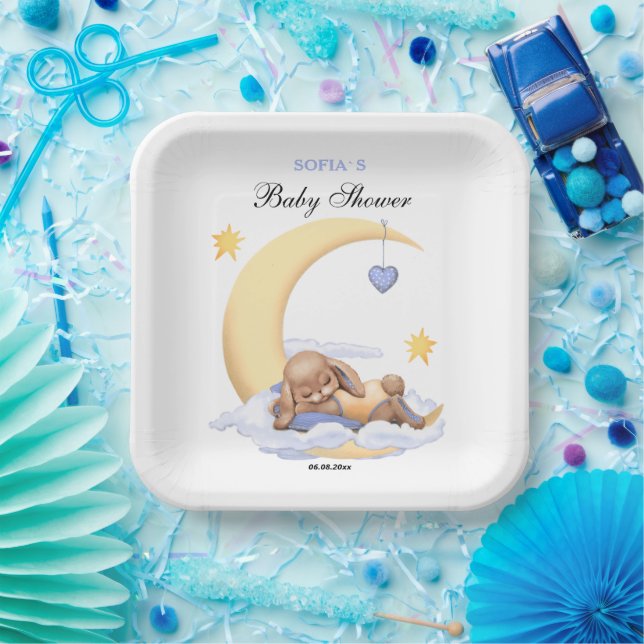 Plato De Papel Placa de papel con un lindo conejito de peluche. (Fiesta)