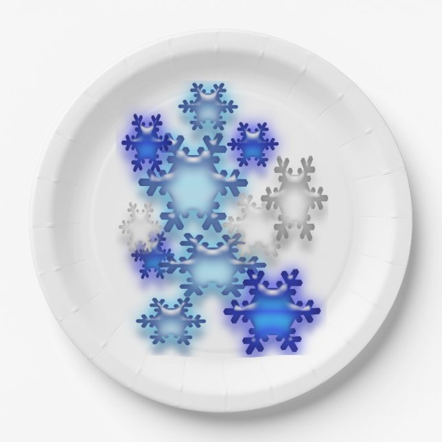 Plato De Papel Placa de papel - Copos de nieve 3D (Anverso)