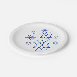Plato De Papel Placa de papel - Copos de nieve azules