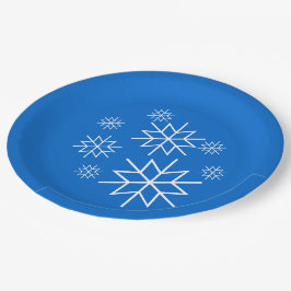 Plato De Papel Placa de papel - Copos de nieve blancos