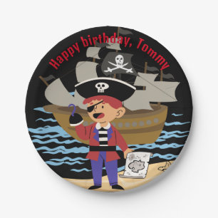 Plato De Papel Placa de papel/cráneo y cruces con temática pirata