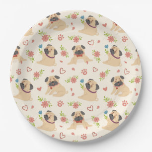 Plato De Papel Placa de papel Cute Pugs
