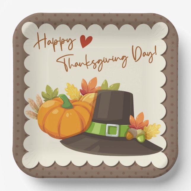 Plato De Papel Placa de papel de Acción de Gracias (Anverso)