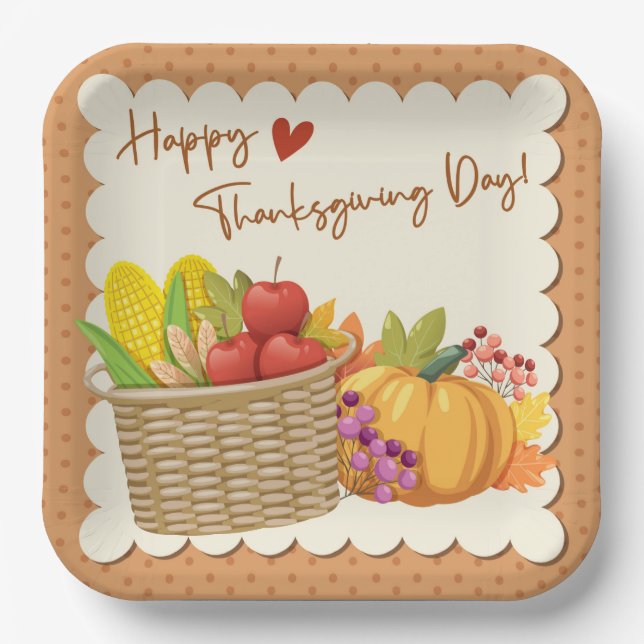 Plato De Papel Placa de papel de Acción de Gracias (Anverso)