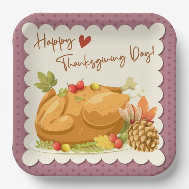 Plato De Papel Placa de papel de Acción de Gracias (Anverso)