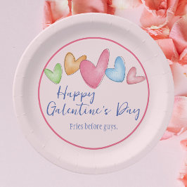 Plato De Papel Placa de papel de acuarela en el día de Galentine