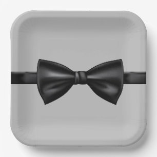 Plato De Papel Placa de papel de amarre de amarre gris y negro pa