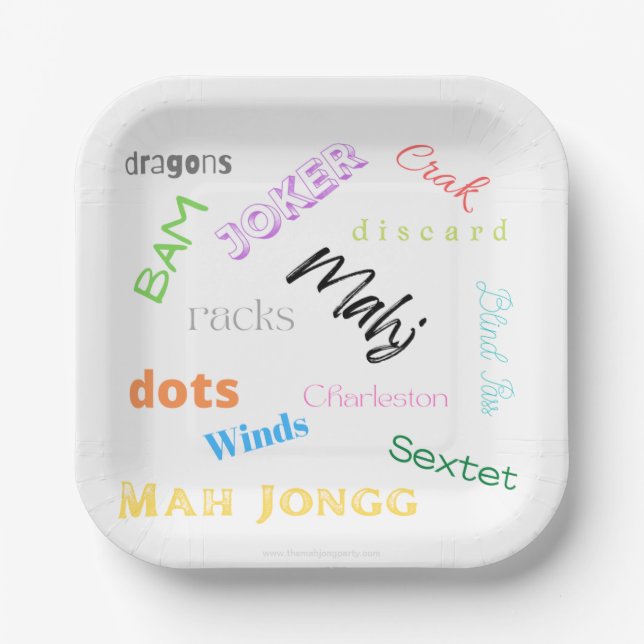 Plato De Papel Placa de papel de American Mah Jongg (Anverso)