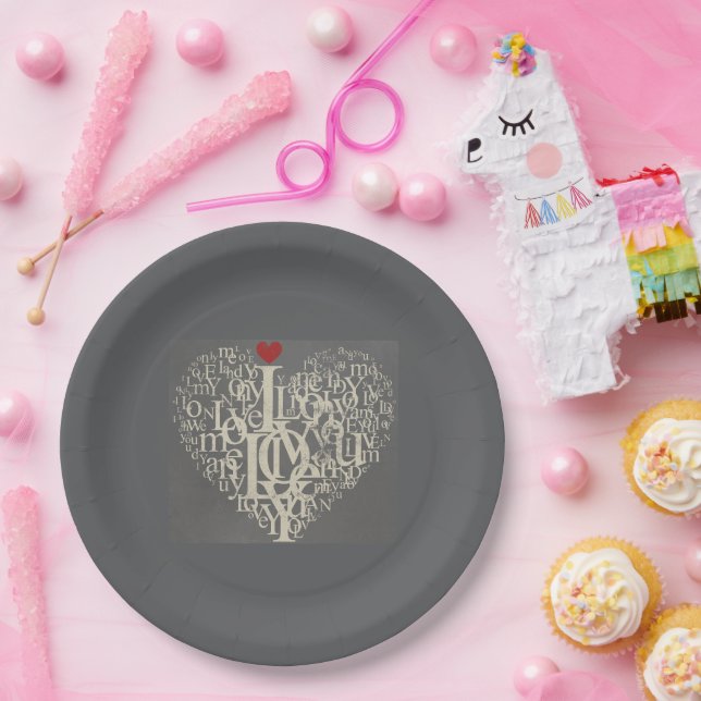 Plato De Papel Placa de papel de amor (Fiesta)