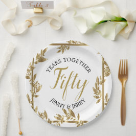 Plato De Papel Placa de papel de Aniversario Clásico de Oro y Neg