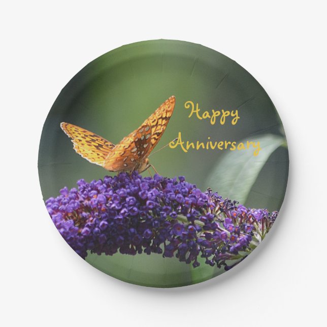 Plato De Papel Placa de papel de aniversario feliz (Anverso)