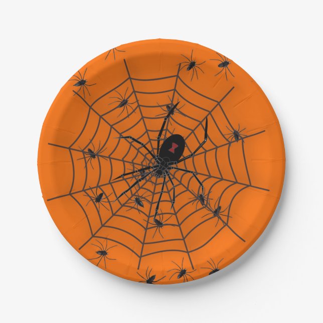 Plato De Papel Placa de papel de araña fiesta (Anverso)