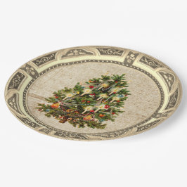 Plato De Papel Placa de papel de árbol de Navidad vintage