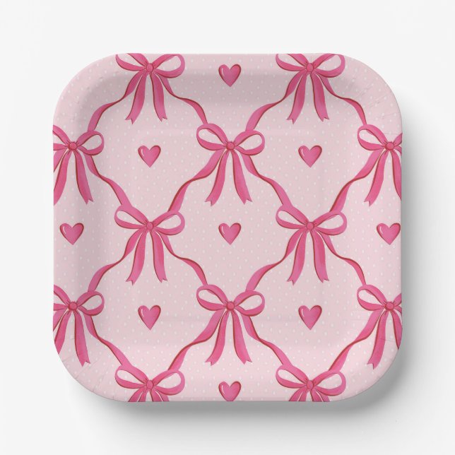 Plato De Papel Placa de papel de arcos rosados dulces (Anverso)