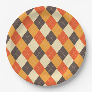 Plato De Papel Placa de papel de Argyle otoño