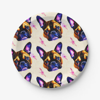 Plato De Papel Placa de papel de arte del Bulldog francés