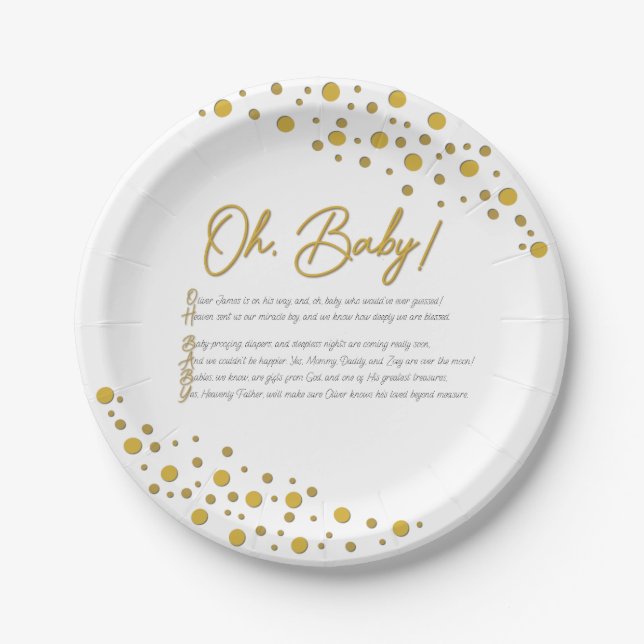 Plato De Papel Placa de papel de Baby Shower (Anverso)