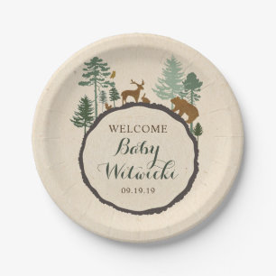 Plato De Papel Placa de papel de Baby Shower del arbolado del