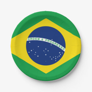 Plato De Papel Placa de papel de bandera de Brasil