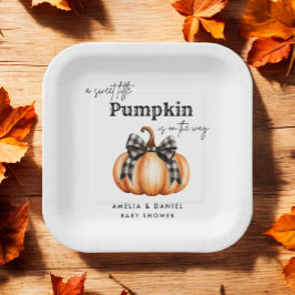 Plato De Papel Placa de papel de barrido Chica de calabaza Naranj