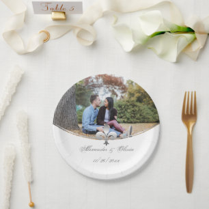 Plato De Papel Placa de papel de Boda de fotografía Silver Fleur 