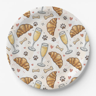 Plato De Papel Placa de papel de brunch & paws - Croissants y Mim
