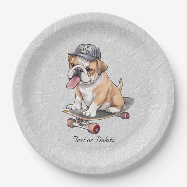 Plato De Papel Placa de papel de Bulldog acuarela (Anverso)