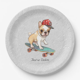 Plato De Papel Placa de papel de Bulldog francesa de color de agu