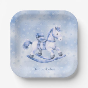 Plato De Papel Placa de papel de caballo de roca azul