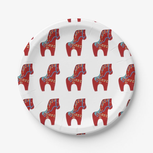Plato De Papel Placa de papel de caballo Red Dala (Anverso)