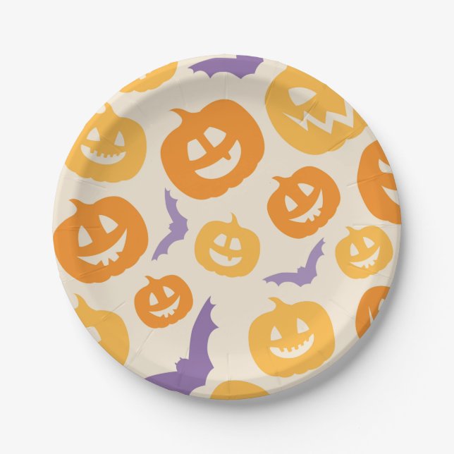 Plato De Papel Placa de papel de calabaza de Halloween (Anverso)