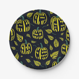 Plato De Papel Placa de papel de calabazas de Halloween