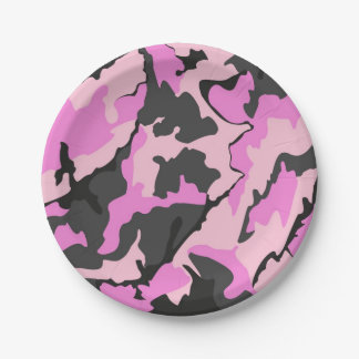 Plato De Papel placa de papel de camuflaje rosa
