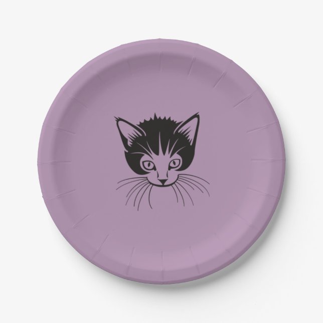 Plato De Papel Placa de papel de cara de gato (Anverso)