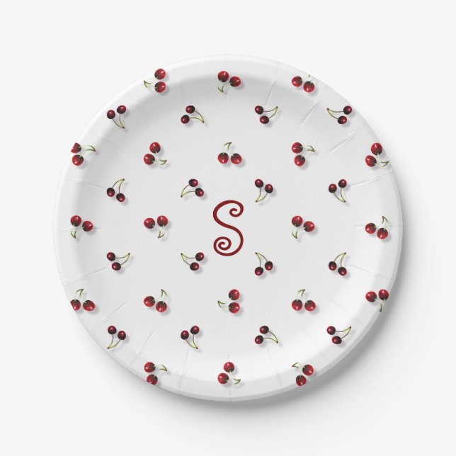 Plato De Papel Placa de papel de cerezas (Anverso)