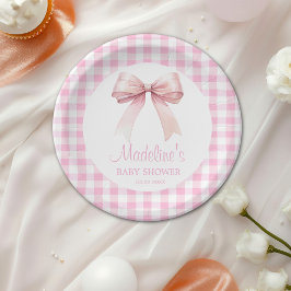 Plato De Papel Placa de papel de Chica Baby Shower Coquette Pink