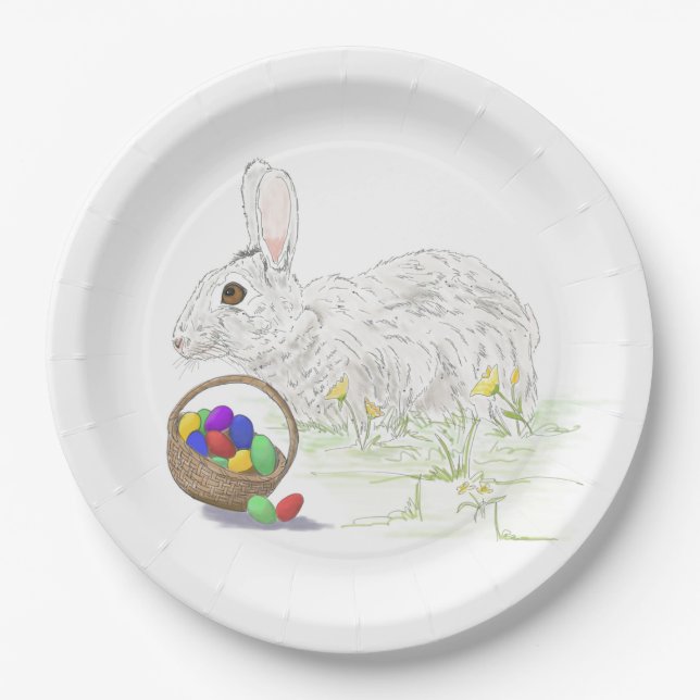 Plato De Papel Placa de papel de conejo de Pascua (Anverso)