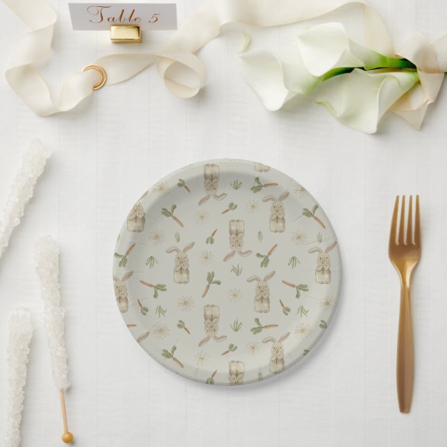 Plato De Papel Placa de papel de conejo de primavera (Boda)