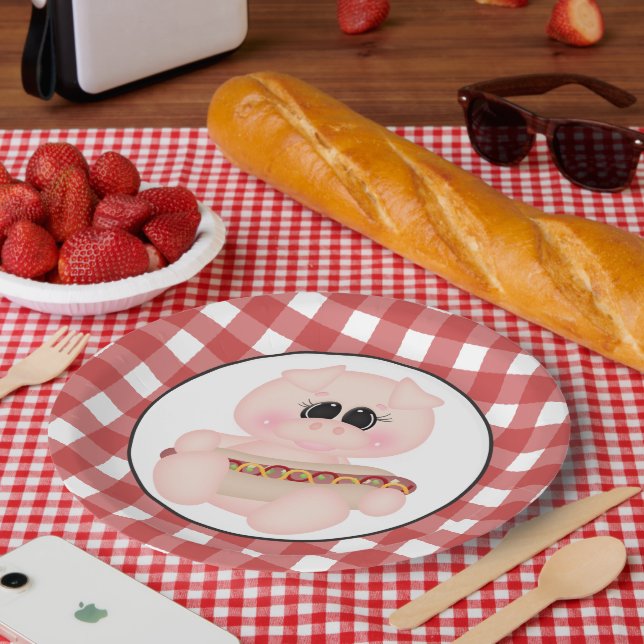 Plato De Papel Placa de papel de Cooking Pig Hotdog (Picnic)