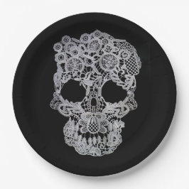 Plato De Papel Placa de papel de cráneo de crochet