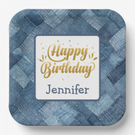 Plato De Papel Placa de papel de cumpleaños Blue Jean Denim