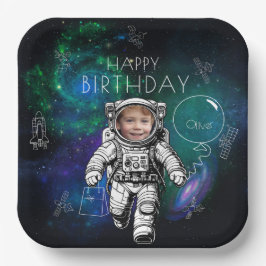 Plato De Papel Placa de papel de cumpleaños de astronauta